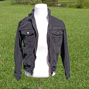 Forever 21  distressed denim black  men's  jacket 😎 size Small